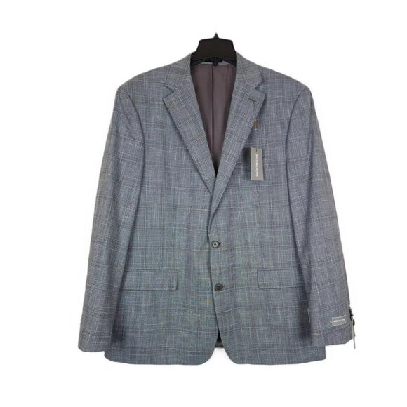 Michael Kors Men's 43 Reg Kent Classic Fit Stretch Plaid Sport Coat Blue NWT - Picture 2 of 2